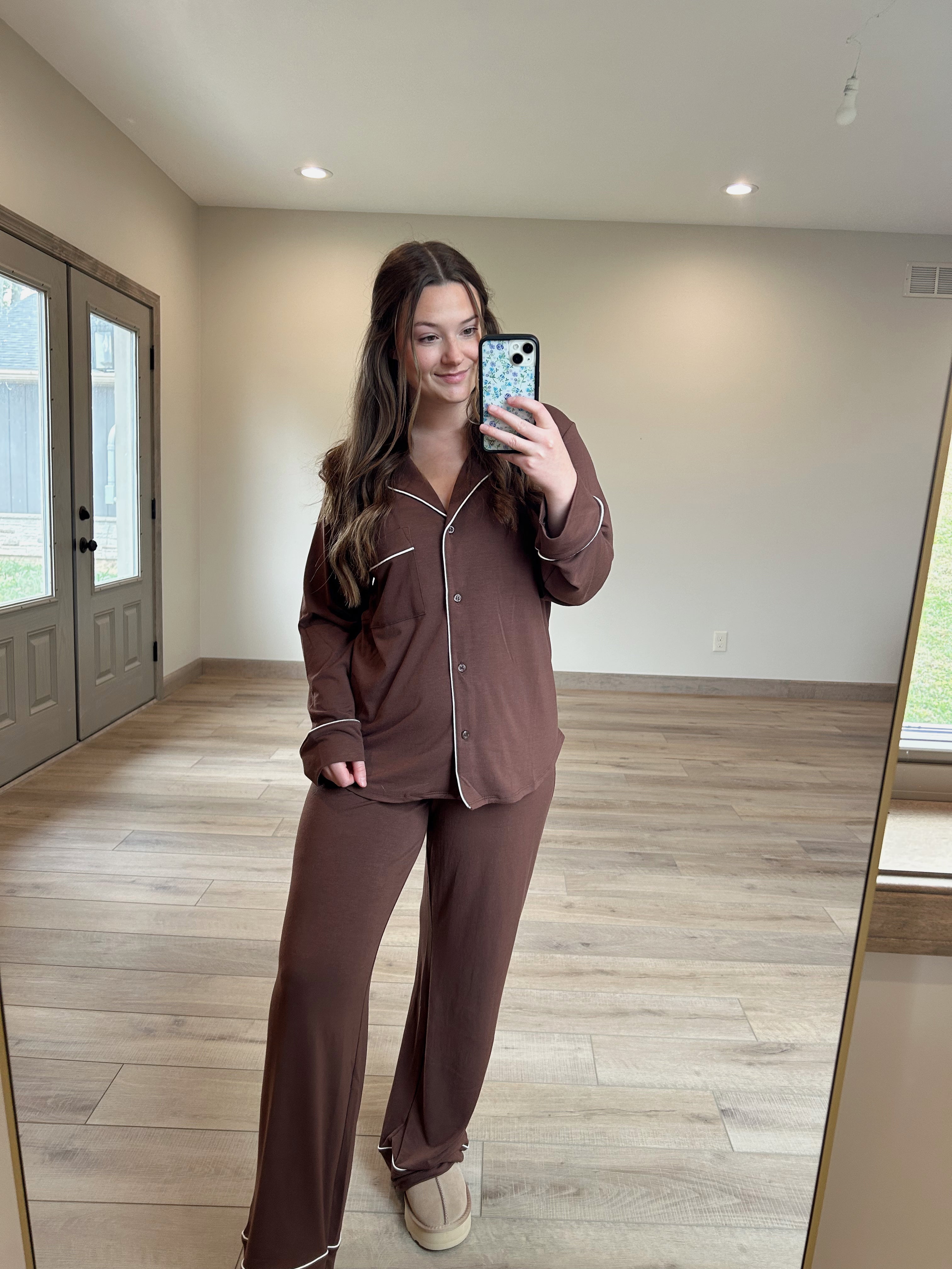 Rayon PJ Set - Brown