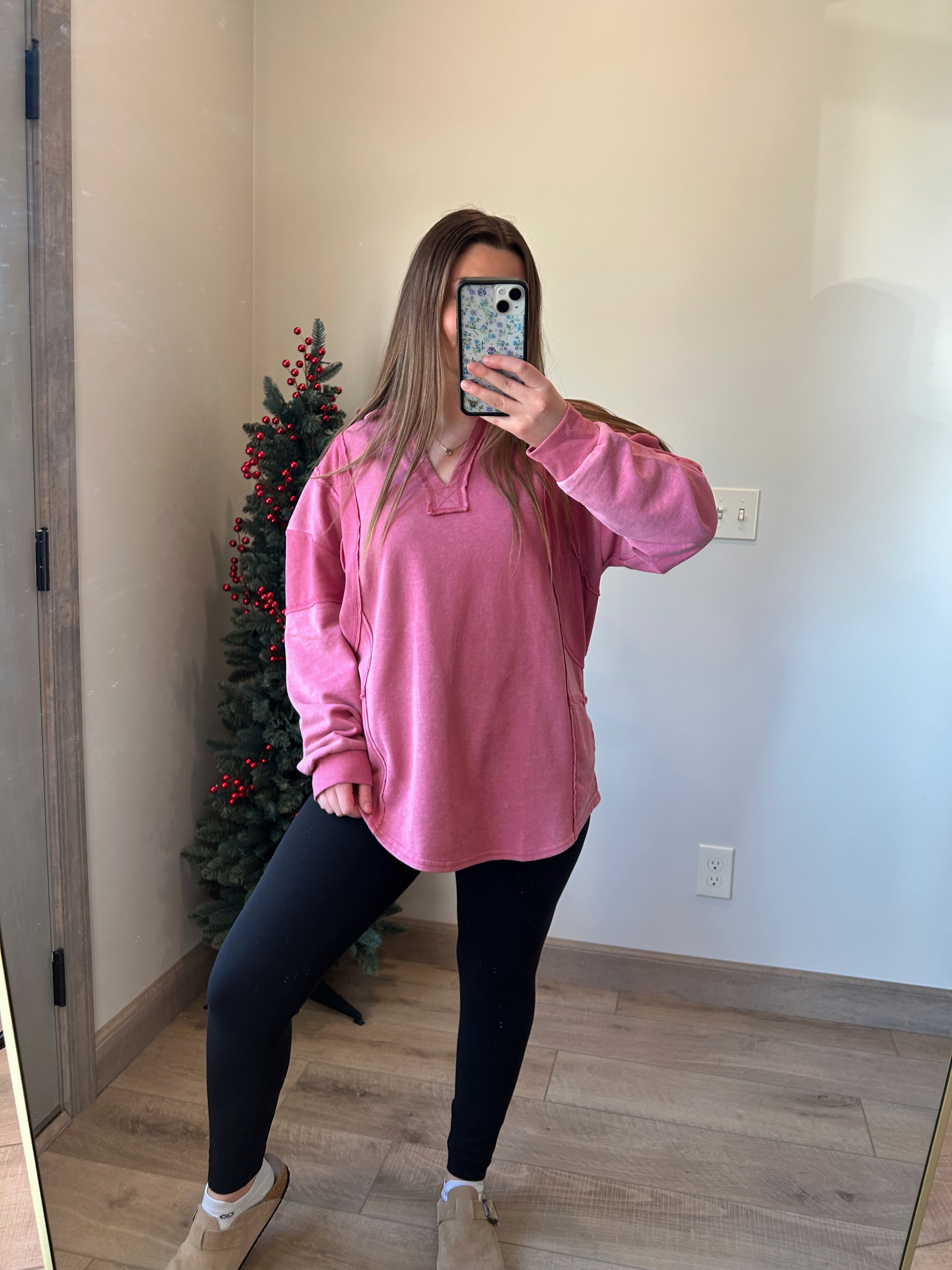 Mineral Washed Mauve Pullover