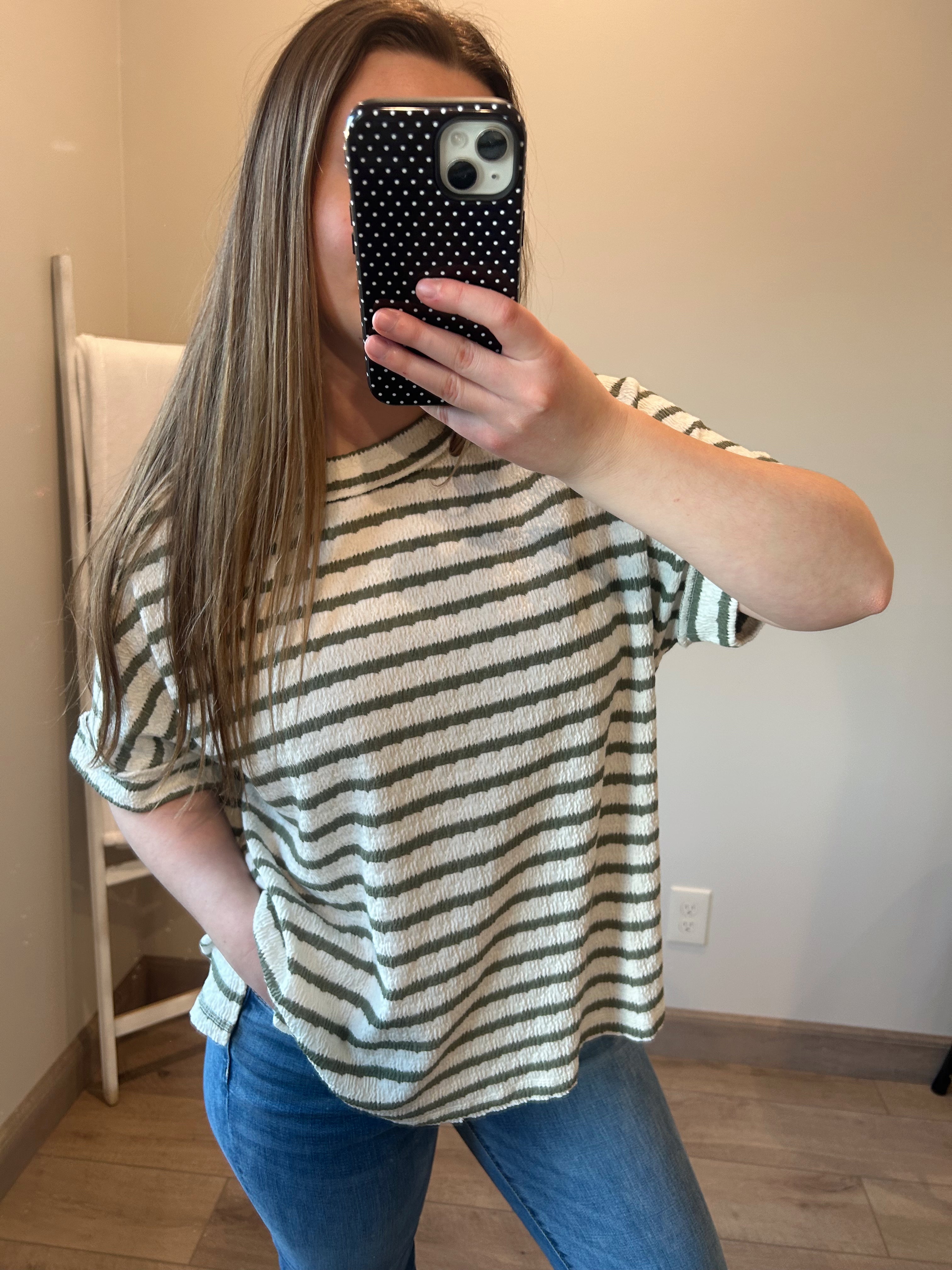 Megan Stripe Tee - Olive