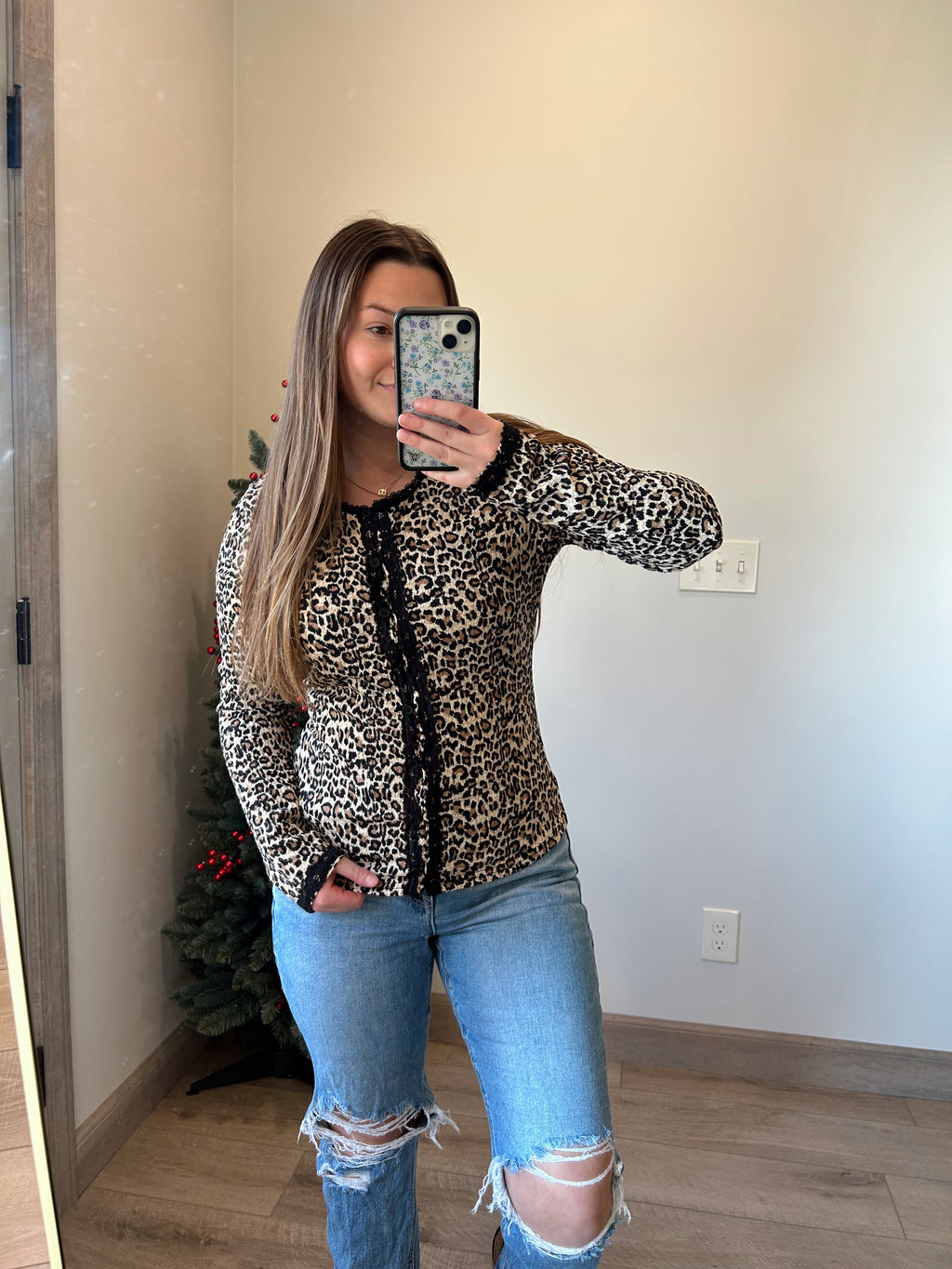 Leopard Lace Top