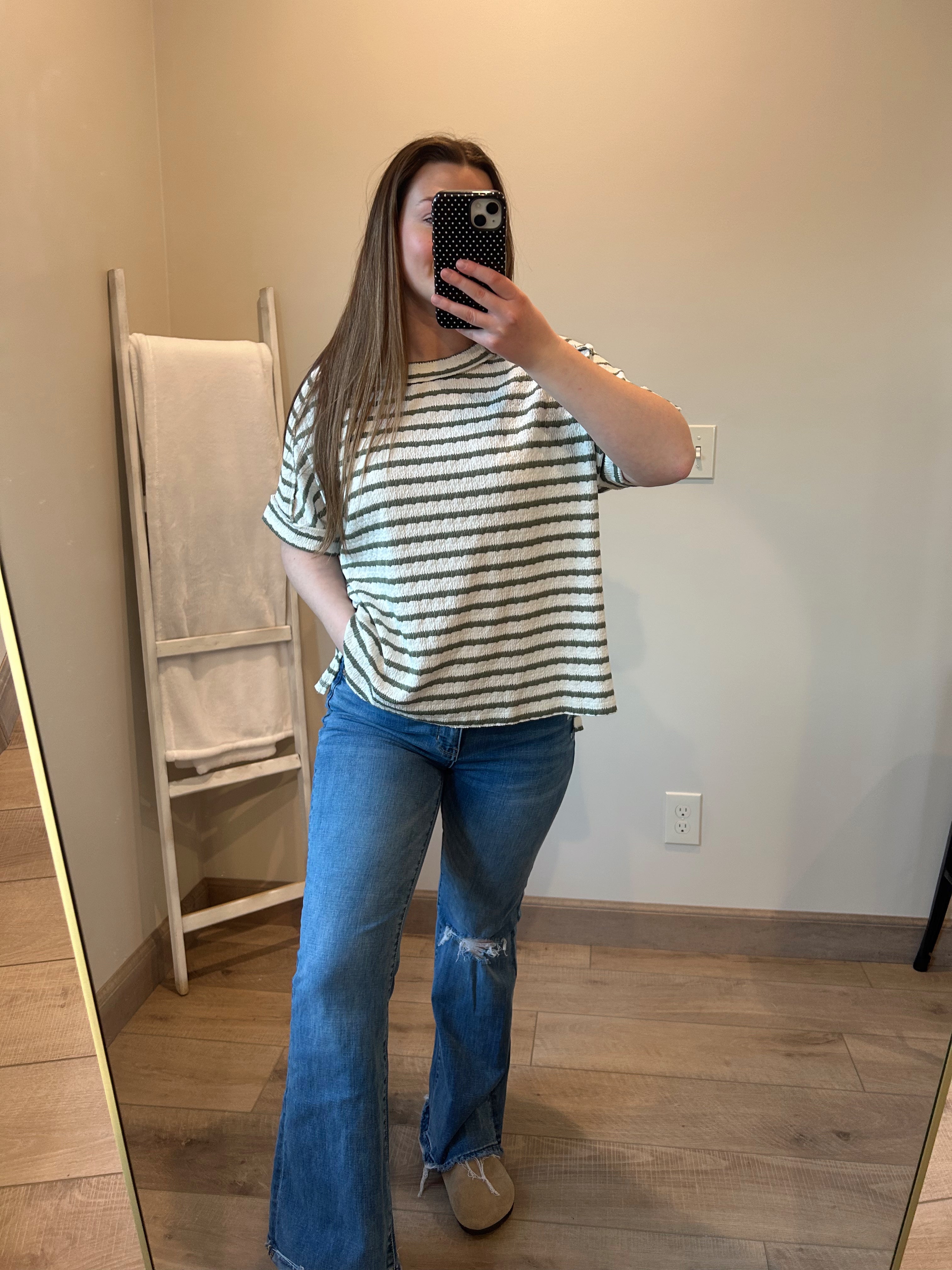 Megan Stripe Tee - Olive