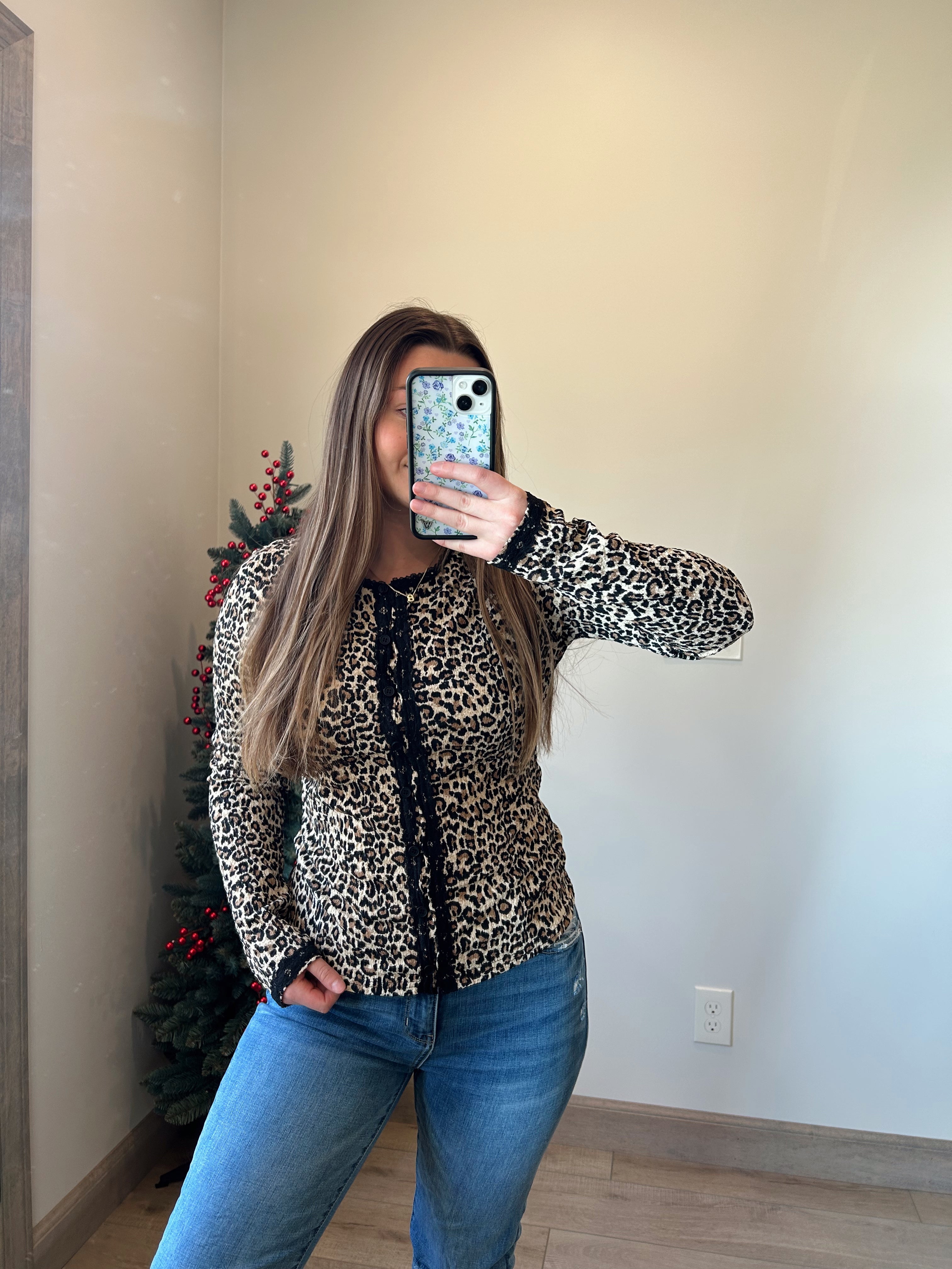 Leopard Lace Top