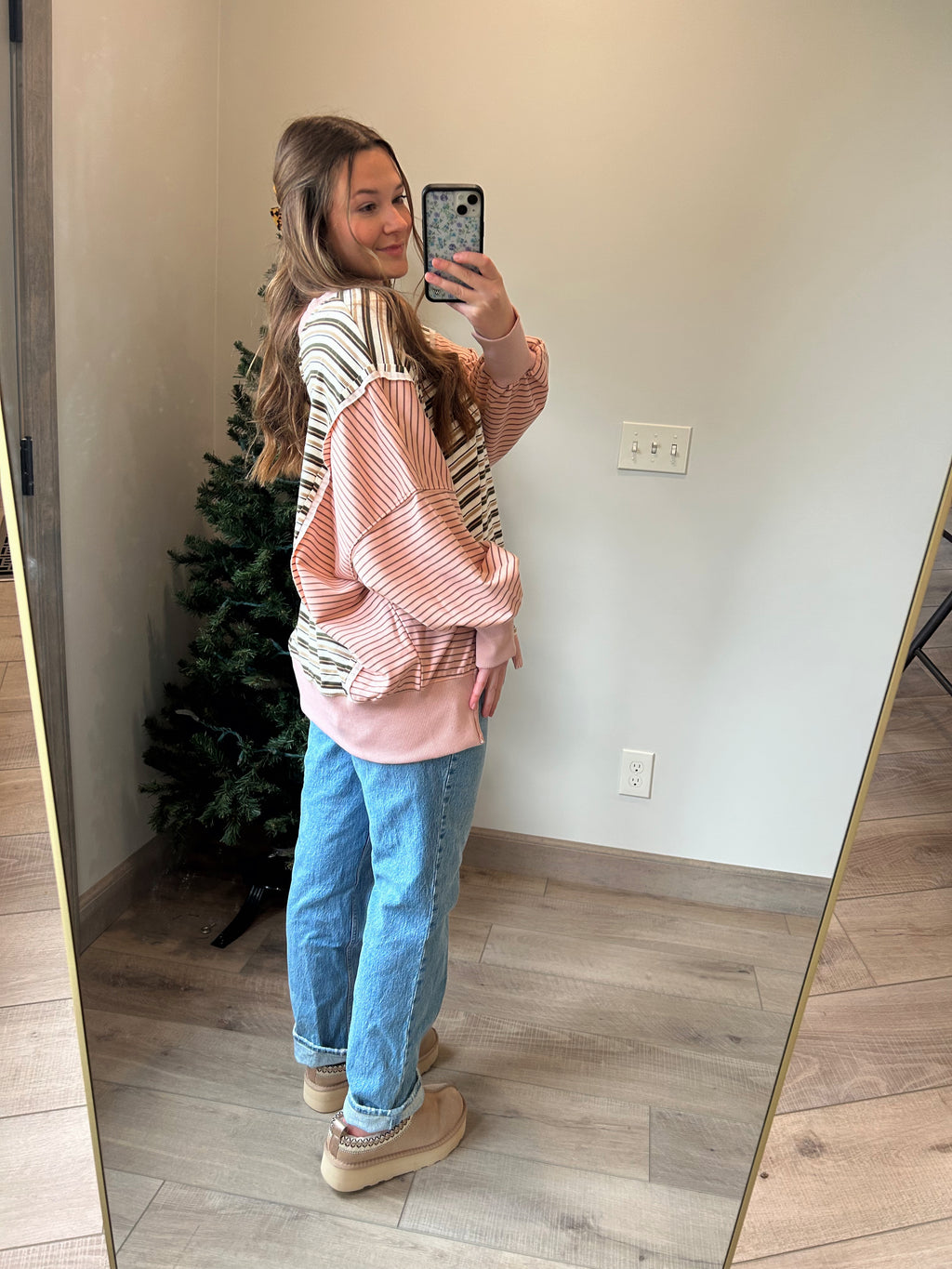 Exposed Seam Stripe Pullover