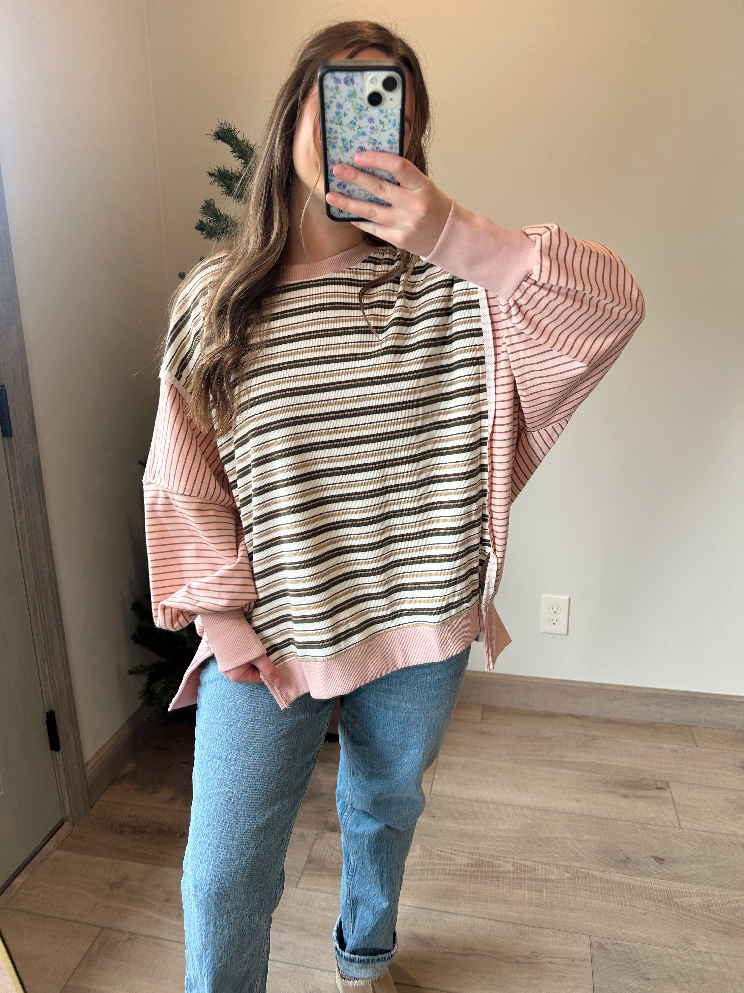 Exposed Seam Stripe Pullover