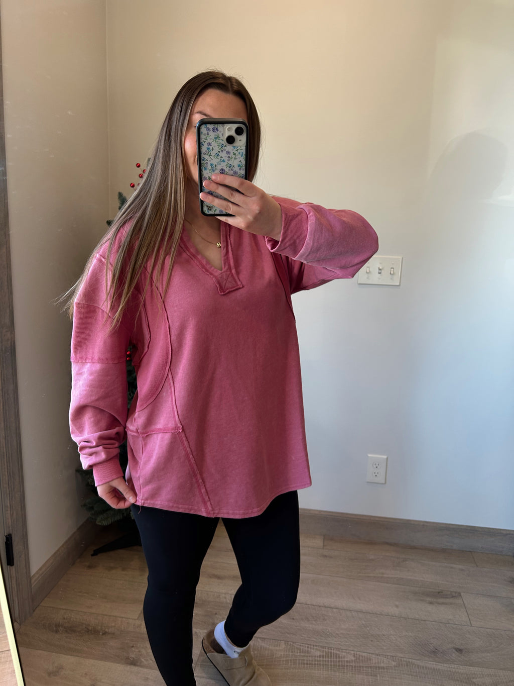 Mineral Washed Mauve Pullover