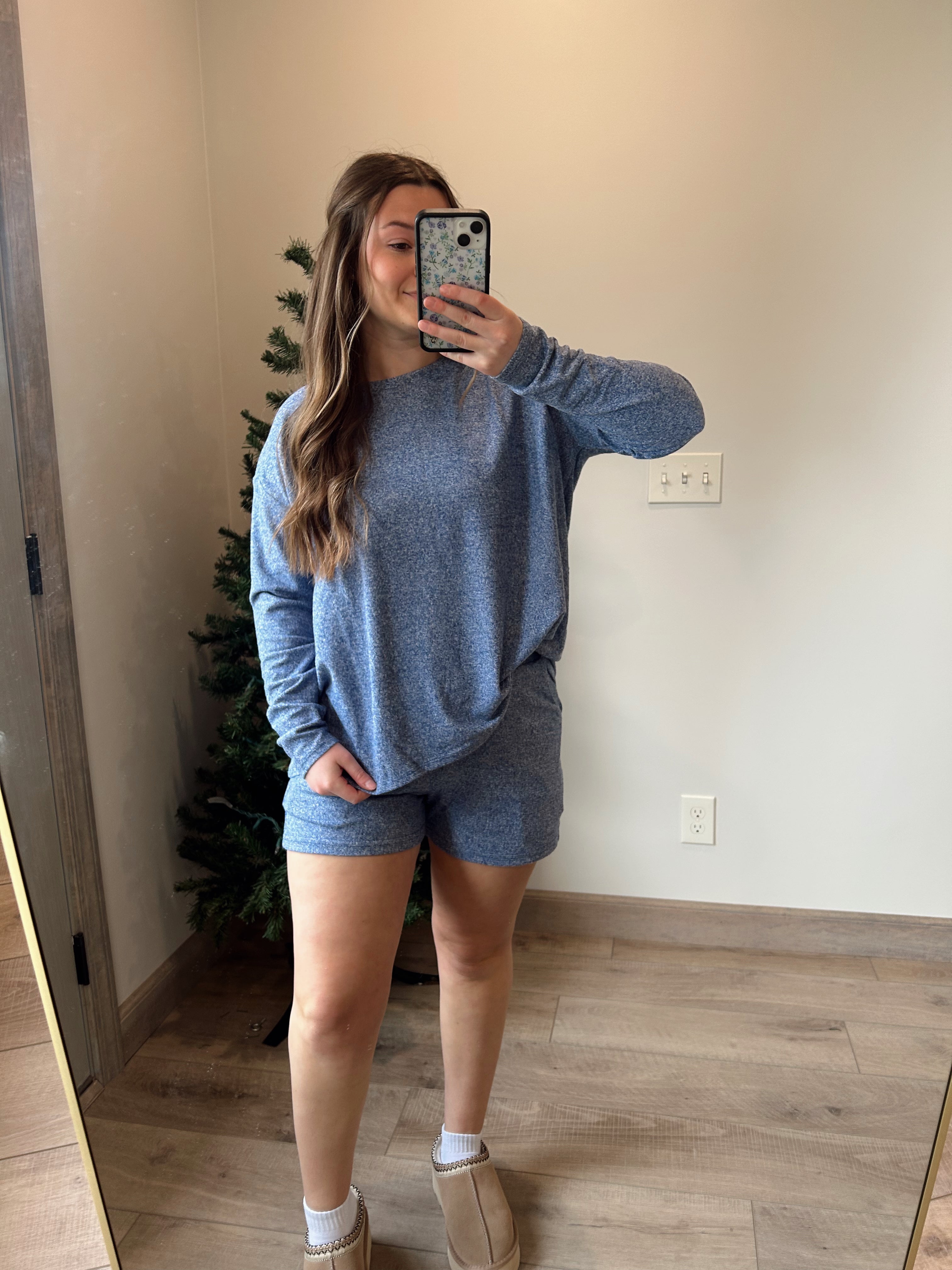 Soft Melange Lounge Set - Light Navy