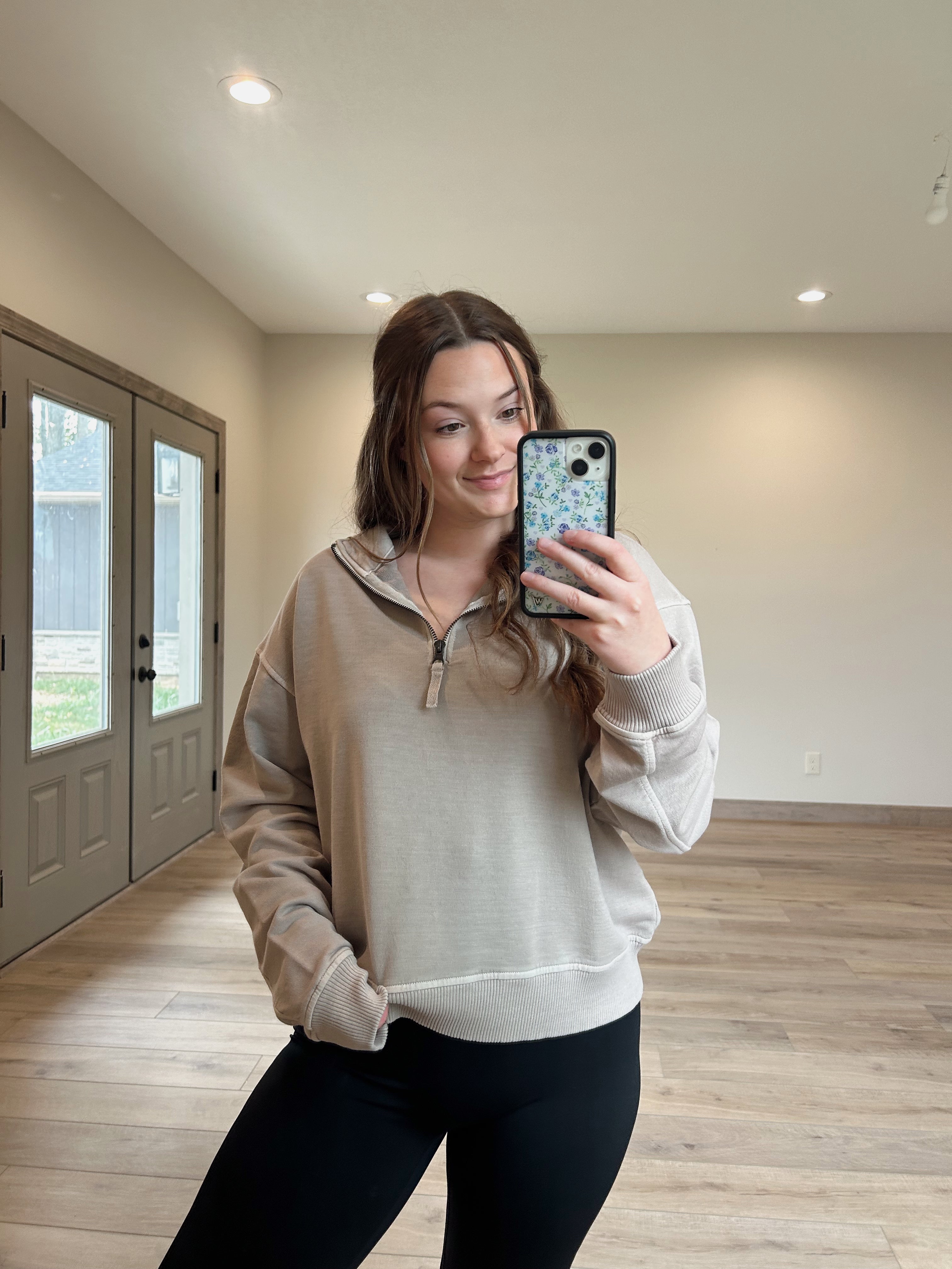 French Terry Quarter Zip - Ash Mocha